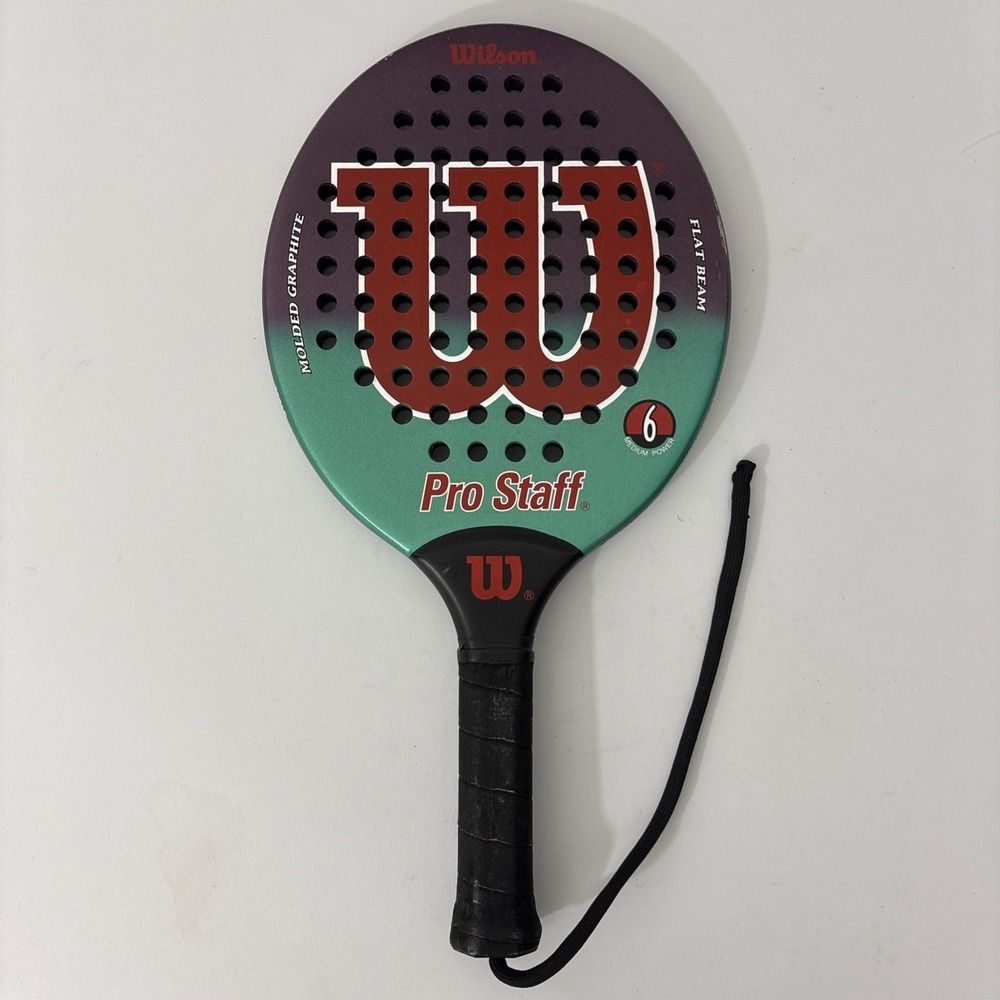 Vintage Wilson Pro Staff Flat Beam 6 Molded Graphite Paddle Racket w/ Case *FLAW - Picture 2 of 8